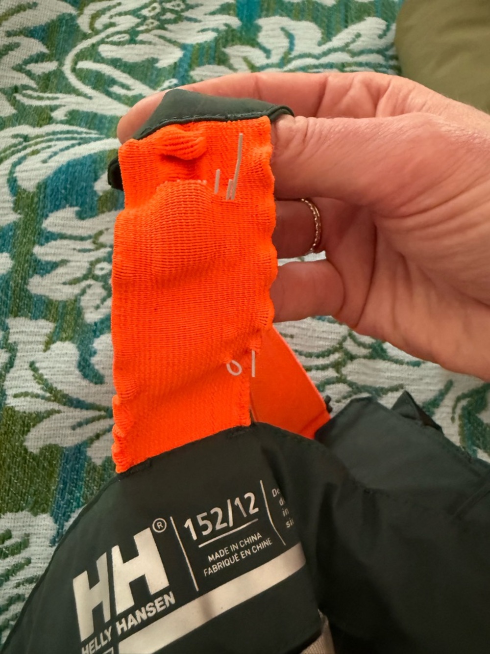 Helly Hansen Green Snow Overalls with Orange Straps. - Picture 5 of 5